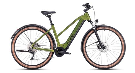 Cube nuride hybrid pro 750 allroad trapez elektro-hybrid fahrrad shimano deore 10s 750 wh 29'' shinymoss grün 2023