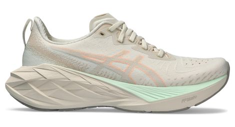 Asics novablast 4 beige green women's running schuh