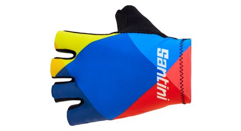 Gants courts unisexe santini x lidl trek bleu