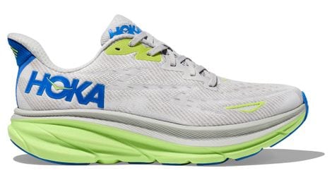 Chaussures running hoka clifton 9 large 2e gris/vert/bleu homme