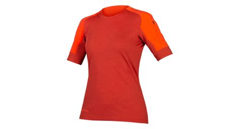 Maillot endura gv500 mujer manga corta rojo