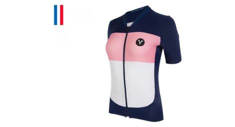 Maillot manches courtes femme lebram eze marine rose coupe ajustée