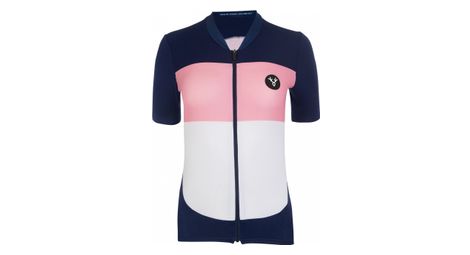 Maillot manches courtes femme lebram eze marine rose coupe ajustee