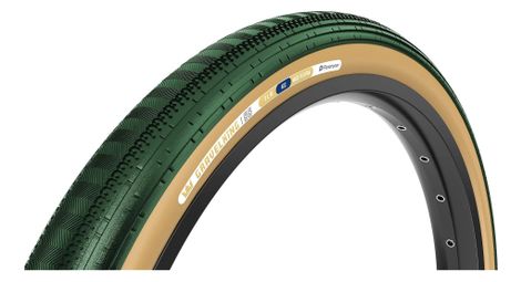Pneu Gravel Panaracer GravelKing SemiSlick Limited Color Edition 700 mm Tubeless Ready Souple ZSG Gravel Compound BeadLock TuffTex Vert British Racing Flancs Beiges