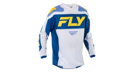 Maillot manches longues fly racing f-16 blanc/bleu/jaune