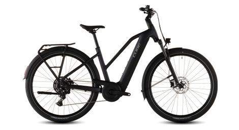 Cube Touring Hybrid One 600 Trapeze - Bicicletta elettrica da trekking con cambio Shimano Cues 9S, batteria da 600 Wh, interasse 700 mm, colore nero carbone, modello 2026