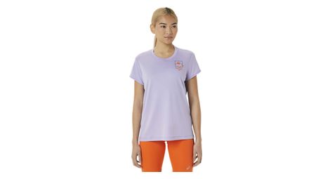 Maillot manches courtes asics fujitrail logo violet femme