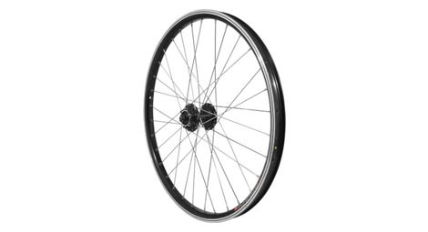 Roue vtt 24  avant kargo disc vae-e-bike alu double paroi moyeu shimano m475 disc 6 trous noire blocage (renforce) rayon inox