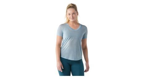 T shirt manches courtes smartwool active ultralite v neck short sl bleu femme