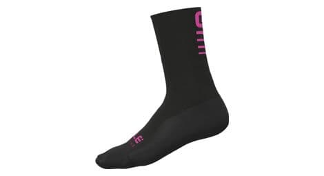 Calcetines alé strada 2.0 unisex negro/rosa flúor