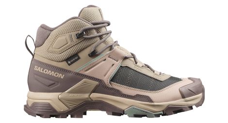 Zapatillas de senderismo Salomon X Ultra 5 Mid GTX Beige/Marrón Mujer