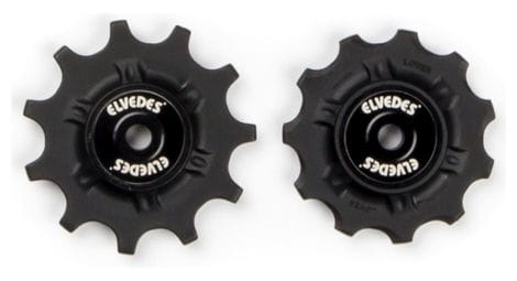 Elvedes pair of jockey wheels 2 x 11 with spacers black 