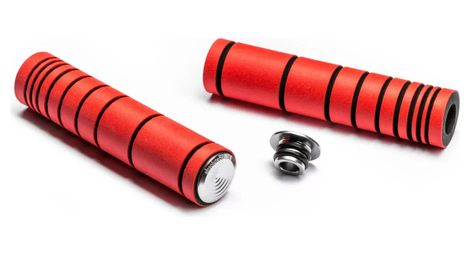 Paire de grips absoluteblack premium silicone dual density enduro grips 33mm rouge