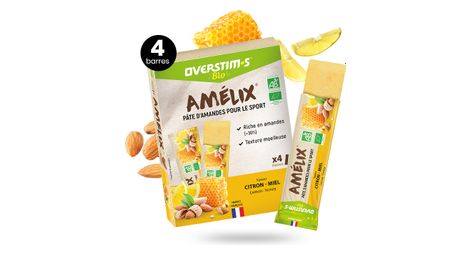 4 barres énergétiques overstims amelix bio citron miel