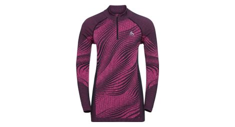 Maillot manches longues 1/2 zip odlo blackcomb eco femme festival fuchsia - space dye rose foncé