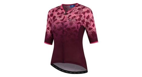 Maillot manches courtes velo rogelli animal - femme - bordeaux/rose