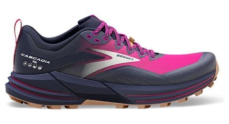 Chaussures de trail running brooks femme cascadia 16 rose bleu
