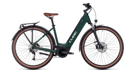 Cube touring hybrid one 500 bicicleta híbrida eléctrica de fácil acceso shimano alivio 9s 500 wh 700 mm verde oscuro 2024