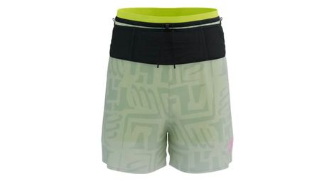 Culotte trail racing 2 en1 compressport verde/amarillo