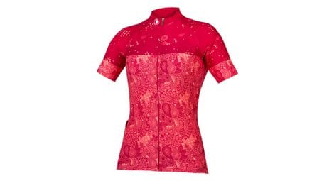 Maillot manches courtes femme endura paisley lie de vin rouge