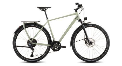 Bicicletta da trekking Cube Kathmandu EXC con cambio Shimano Cues 11 velocità, manubrio da 700 mm, colore verde pisello, modello 2026