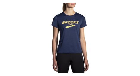 Maglia a maniche corte brooks distance 3.0 donna blu