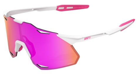 Lunettes 100% Hypercraft XS Matte White/Pink HiPER® Vital Pink Mirror Lens w/ Bonus Clear Lens