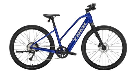 Trek Dual Sport+ 2 Stagger LT Elektro-Fitnessrad, Shimano Acera 8-Gang, 250 Wh, 27,5 Zoll, Blau, 2025 – Ausstellungsmodell