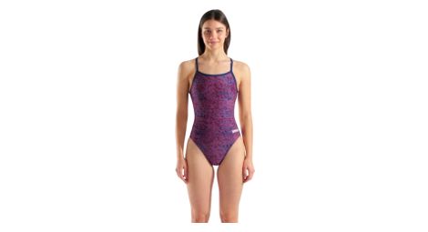 Costume da bagno Arena Snakeskin con scollo a V, viola/rosa, da donna