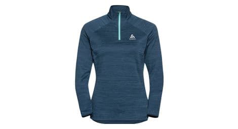 Pull thermique 1/2 zip odlo run easy warm bleu femme