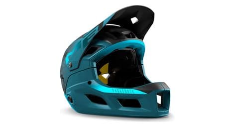 Casque integral met parachute mcr mips avec mentonniere amovible bleu petrol mat brillant