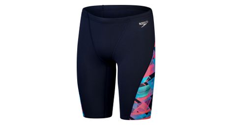 Speedo allover digital v-cut jammer swimsuit blue / pink