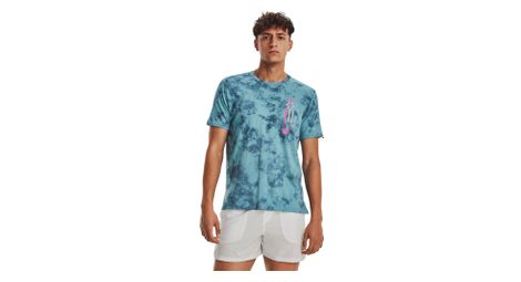 Maillot manches courtes under armour run anywhere bleu rose