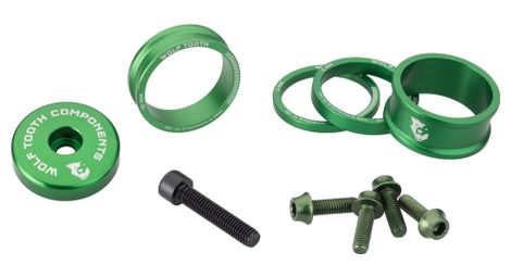 Kit de Personnalisation Wolf Tooth Anodized Color Kit (Entretoises de Direction, Capot de Direction, Vis de Porte-Bidon) Vert