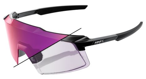 Lunettes 100% Aerocraft Gloss Black/Verre Photochromic Purple Mirror