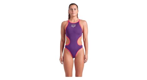 Maillot de bain arena one big logo violet/corail femme