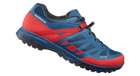 Paire de chaussures vtt shimano et500 bleu rouge