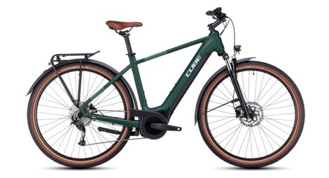 Cube touring hybrid one 625 bicicleta híbrida eléctrica shimano alivio 9s 625 wh 700 mm verde oscuro 2023