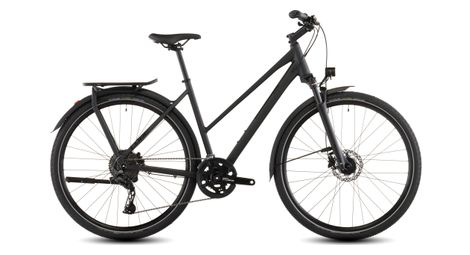 Bicicletta da trekking Cube Kathmandu Pro Trapeze con cambio Shimano Cues 10S, manubrio da 700 mm, colore nero carbone, modello 2026