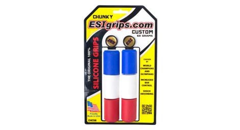 Esi paire de grips chunky silicone bleu blanc rouge 32mm