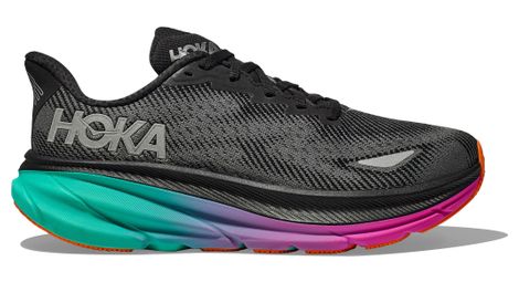 Chaussures running hoka clifton 9 gtx noir/vert/rose homme