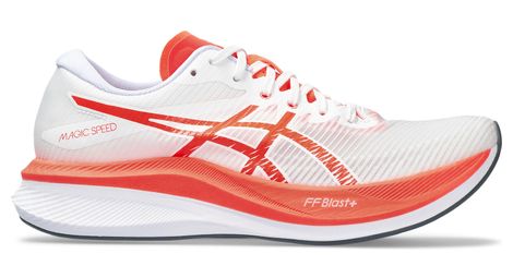 Chaussures de running femme asics magic speed 3 blanc rouge