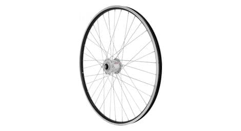 Roue vtc 700x35 avant er10 alu noir double paroi moy shimano argent dynamo 6 volt-3w (pour eclairage avant et arriere) - compatible v-brake moyeu ecrou