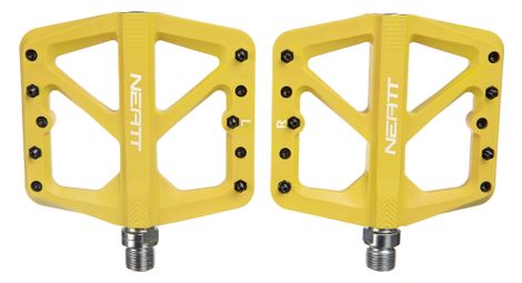 Neatt composite flat pedals 5 spikes yellow