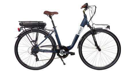 Velo de ville electrique mixte bicyklet claude shimano tourney 7v 500 wh 700 mm bleu nuit mat marron