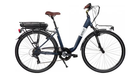 Vélo de ville électrique mixte bicyklet claude shimano tourney 7v 500 wh 700 mm bleu nuit mat marron