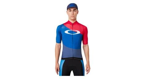 Maillot manches courtes oakley aero foggy blue bleu rouge