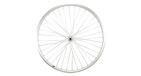 Roue vtc 28  av blocage jante argent mach1 er10. moyeu shimano tx500 v-brake 36t