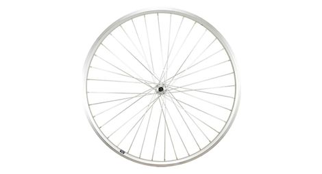 Roue vtc 28  av blocage jante argent mach1 er10. moyeu shimano tx500 v-brake 36t