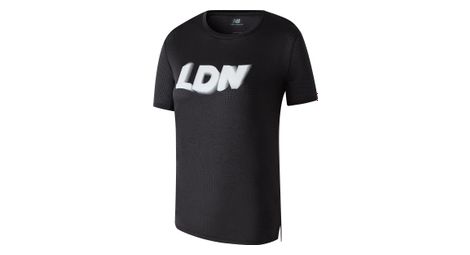 New balance athletics london women's black jersey met korte mouwen